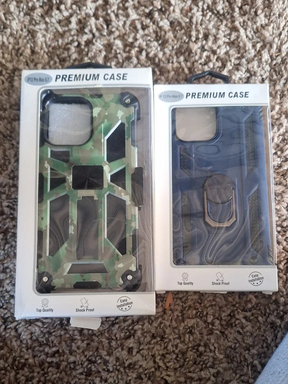 Premium Rugged Phone Case with Kickstand - Camouflage & Navy